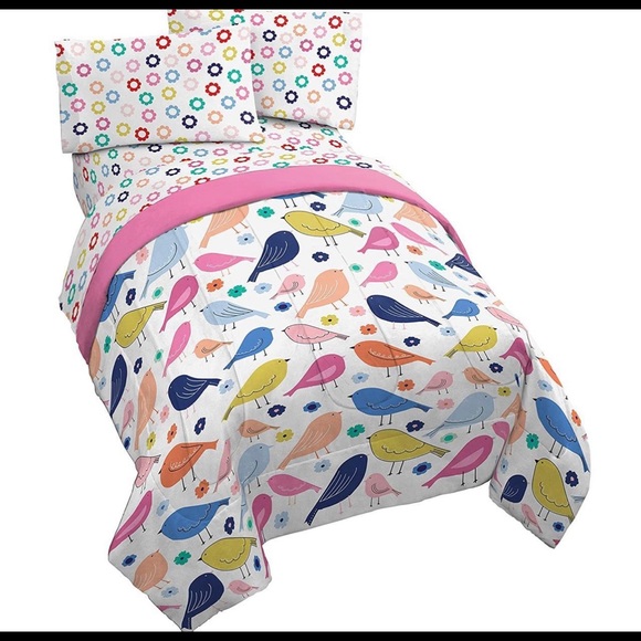 Jay Franco Vintage Bird 4 Piece Twin Bed Set Includes Comforter & Sheet Set - Picture 2 of 6